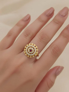 Ar creation RING FORMING MICRO GOLD PLATED Brass Ruby, Cubic Zirconia Gold Plated Ring