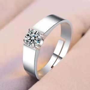 MEENAZ Rings for men boys boyfriend Adjustable Silver ring Ad Cz American diamond party Alloy, Steel, Metal, Brass, Copper, Stainless Steel, Stone Cubic Zirconia, Crystal, Diamond Rhodium, Platinum, Silver Plated Ring