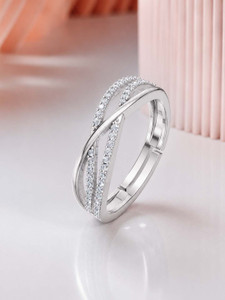 Miss Highness 925 Pure Silver Classic Ring for Women & Girls, Adjustable Size – Gift for Her Sterling Silver Cubic Zirconia Rhodium Plated Ring