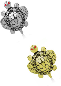 ANVIKA (Pack Of 2) Meru Ring Silver Golden Meru Tortoise Ring Brass Ring