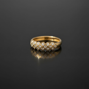 RNJ Gold Diamond Band Ring For Girls Brass Diamond Gold Plated Ring