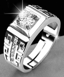 Karishma Kreations Karishma Kreations Rings for men boys boyfriend Adjustable Silver ring Stainless Steel, Steel Cubic Zirconia, Diamond, Crystal Rhodium, Silver, Titanium Plated Ring