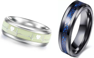 IGA COLLECTION Valentine Fashionable Stylish Trendy Look Latest ECG Glow & Dragon Ring Stainless Steel Titanium Plated Ring