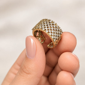 SHUBHDEEP Alloy, Silver Diamond Gold Plated Ring