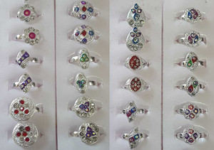 Ankit SILVER BICHIYA TOY RING MULTY COLORS & DIGIEN OF 12 PAIR DIFFERANT Brass Silver Plated Toe Ring Set