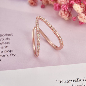 gcjewelery Rose gold diamond V Shape Brass Ring