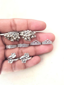 SHREEHARI Staylish Adjustable Toe Rings Set For Women Alloy Silver Plated Toe Ring Set Alloy Toe Ring Set
