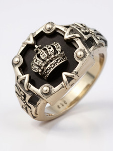 RAPPERSSHOP Premium Silver King Crown Cross Ring For Men Sterling Silver Silver Plated Ring Stainless Steel Silver Plated Ring