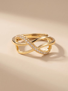 MYKI Ring For Women & Girls Stainless Steel Cubic Zirconia Gold Plated Ring