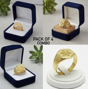 Urdeals Fancy 4 Ring Combo Set Stylish And Trending Ring Combo Pack of 4 Brass Gold Plated Ring