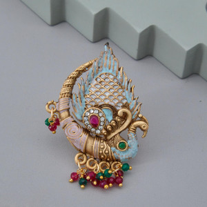 GC PREMIUM JEWELLERY Royal Swan Inspired Meenakari Gold Plated Ring for Festive Wear Brass Gold Plated Ring