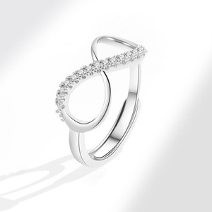 MYKI Infinity Adjustable Ring For Women & Girls Stainless Steel Cubic Zirconia Silver Plated Ring