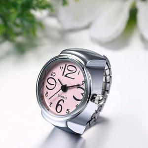 Dreamish Imitation Watch Design Rings For Women Stylish Silver Stretchable Ring Alloy, Crystal, Metal Silver Plated Ring