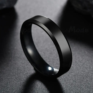 vien Mens Plain Stylish Stainless Steel Finger Rings (1 PIECE)Black Stainless Steel Titanium Plated Ring