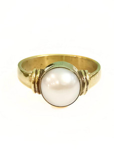 SPRIGEMS White Moti Ring Kark Rashi 3.25 Ratti (FOR REAL PDT SELLER =SPRIGEMS) Copper Pearl Copper Plated Ring