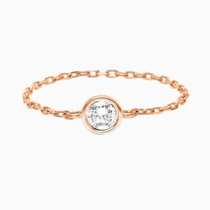 MYKI Super Solitaire Zircon RoseGold Plated Chain Ring for Women & Girls Stainless Steel Swarovski Crystal Gold Plated Ring