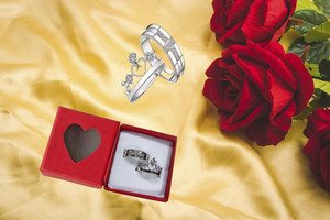 THE CLICK INDIA valentine rings,valentine day gifts for boys,valentines gift for boys ring with rose,valentines day ring Metal Platinum Plated Ring Set