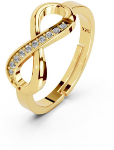 Miss Highness 925 Silver 24K Gold Plated Infinity Ring for Women|Adjustable Ring Gift for Wife Sterling Silver Cubic Zirconia Gold Plated Ring