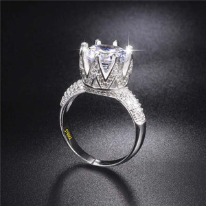 Syfer Solitaire American Diamond Ring for Girl and Women (Adjustable Ring) Stainless Steel Cubic Zirconia Silver Plated Ring