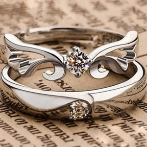 Karishma Kreations Adjustable Couple Rings Combo for Lovers Valentine Jewellery Stainless Steel, Brass, Stone, Metal, Copper Cubic Zirconia, Crystal, Diamond Rhodium, Silver, Titanium Plated Ring Set