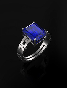 Pranjal Gems Original 12.25 Ratti Blue Sapphire Neelam Gem Stone Ring With Leb Certificate Brass Sapphire Ring