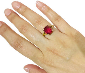 Chopra Gems Unique & Effective 100% Original Ruby Manik Stone Ring for Men & Women Brass Gold Plated Ring