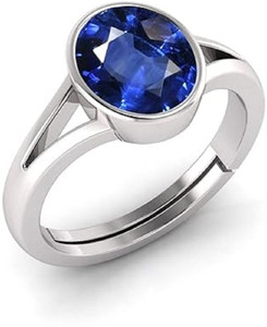 Sidharth Gems Brass Sapphire Silver Plated Ring