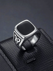 Kairangi Silver Ring for Men | Square Shaped Men's Ring | Stainless Steel Rings for Men Metal Ring