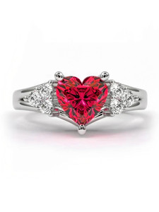 Zarkan Crystal Love Ruby Heart Ring - Image 6