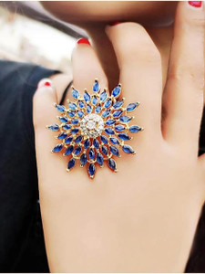 STYLISH FASHION HUB MOON RING (K) Alloy Diamond Gold Plated Ring