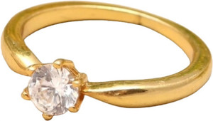 Lady Zeal One Gram Gold Plated Single Solitaire AD Rings For Women And Girls Stainless Steel Gold Plated Ring
