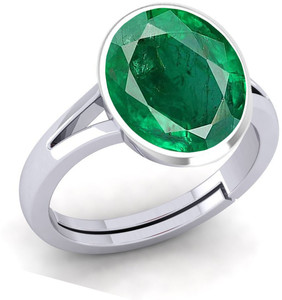 MARATNA 6.25 Ratti Created Emerald Panna Gemstone Adjustable Ring for Men's and Women's Metal Emerald Ring