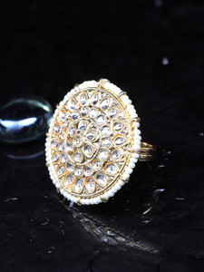 JYONA Traditinal Alloy Kundan Gold Plated Finger Ring for women Alloy Gold Plated Ring