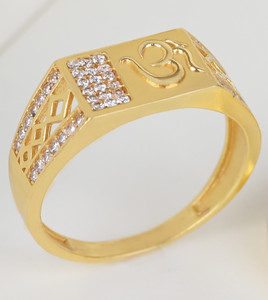 GORASH CREATION Brass Cubic Zirconia Gold Plated Ring