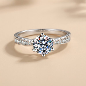 MYKI Sizzling Solitaire Adjustable Women & Girls Stainless Steel Crystal Sterling Silver Plated Ring