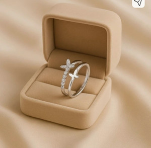 priyangkrita Korean Premium Butterfly Ring for women Alloy Crystal Platinum, Silver, NA Plated Ring