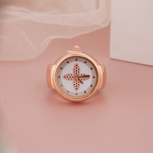 GC PREMIUM JEWELLERY RoseGold Adjustable Analog Watch Type Finger Ring Girls & Women Brass Gold Plated Ring