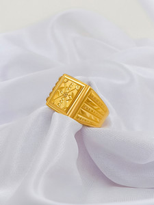 Saizen RoyalEdge Chillai Work Gold-Plated Finger Ring for Men And Boy's Stainless Steel Gold Plated Ring