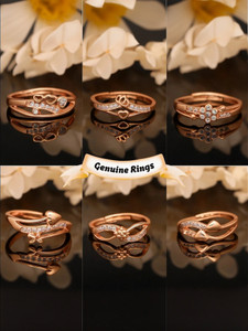 brado jewellery Combo of 6 Ad (American diamond) Adjustable Rings For Women and Girls Brass Diamond Brass Plated Ring