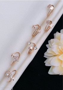 STYLESIXTY Women & Girls Adjustable Vintage Rose Gold alloy ring Alloy Cubic Zirconia, Diamond, Zircon Gold Plated Ring Set