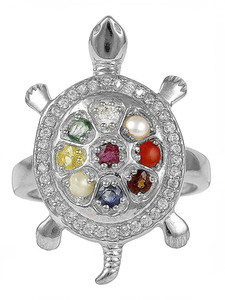 TODANI JEMS Brass Sapphire Silver Plated Ring