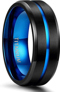 MEENAZ Black rings for lovers Thumb band Blue Ring for men boys women girls stylish Stainless Steel, Tungsten, Metal, Brass, Enamel, Alloy Titanium, Gold, Black Silver, Rhodium Plated Ring