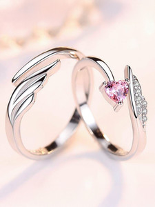 Alvira Adjustable Couple Combo Lovers | Valentine Stainless Steel, Brass, Stone, Metal, Copper Cubic Zirconia, Crystal, Diamond Silver, Rhodium Plated Ring