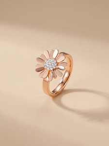 MYKI Sunflower Diamond Rosegold Ring For Women & Girls Stainless Steel Swarovski Zirconia Gold Plated Ring
