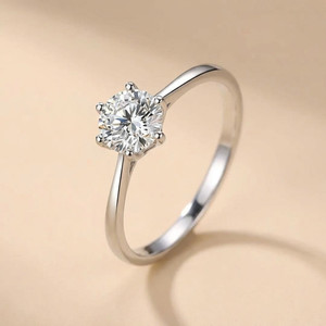 MYKI Classy Solitaire Adjustable Women & Girls Stainless Steel Swarovski Zirconia 24K White Gold Plated Ring