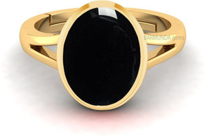 MARATNA 7.25 Ratti Natural Black Sulemani Hakik Metal Agate Ring