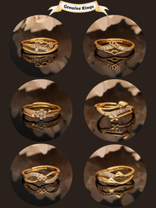 GORASH CREATION Combo of 6 Adjustable Rings For Women and Girls Brass Diamond Gold Plated Ring Brass Cubic Zirconia Gold Plated Ring Set