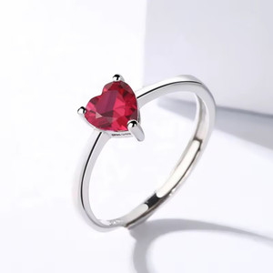 Alvira Valentine Love Red Heart Shape for Girl And Women Stainless Steel, Brass, Stone, Metal, Copper Cubic Zirconia, Diamond Silver Plated Ring