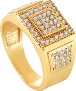 mahi creation Brass Diamond Gold Plated Ring