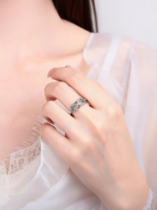 MYKI Infinity Ring For Women & Girls Stainless Steel Cubic Zirconia Silver Plated Ring